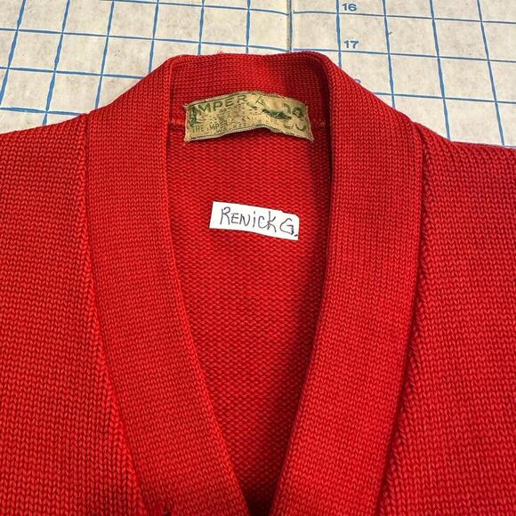 Vintage Imperial Cardigan Mens Size 38 1940s 1950s Made in USA Distressed Red - Picture 11 of 15
